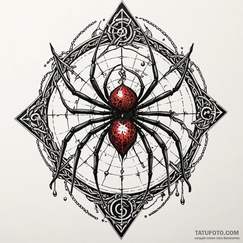 Bone spider crawling on sigil, tattoo flash s... - эскиз тату (№1750090442_0, 16.06.2025 16:14) — Tatufoto.com