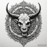 Minotaur’s skull in a stone labyrinth, ink il… — эскиз тату (№1750091885_0, 16.06.2025 16:38) — Tatufoto.com