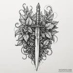 Knife crowned in ivy, tattoo line art, highly… — эскиз тату (№1750092074_0, 16.06.2025 16:41) — Tatufoto.com