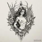 Armored angel wielding lightning spear, tatto… — эскиз тату (№1750094576_0, 16.06.2025 17:22) — Tatufoto.com