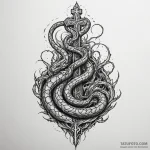 Onyx serpent through shattered spire, tattoo… — эскиз тату (№1750095024_0, 16.06.2025 17:30) — Tatufoto.com