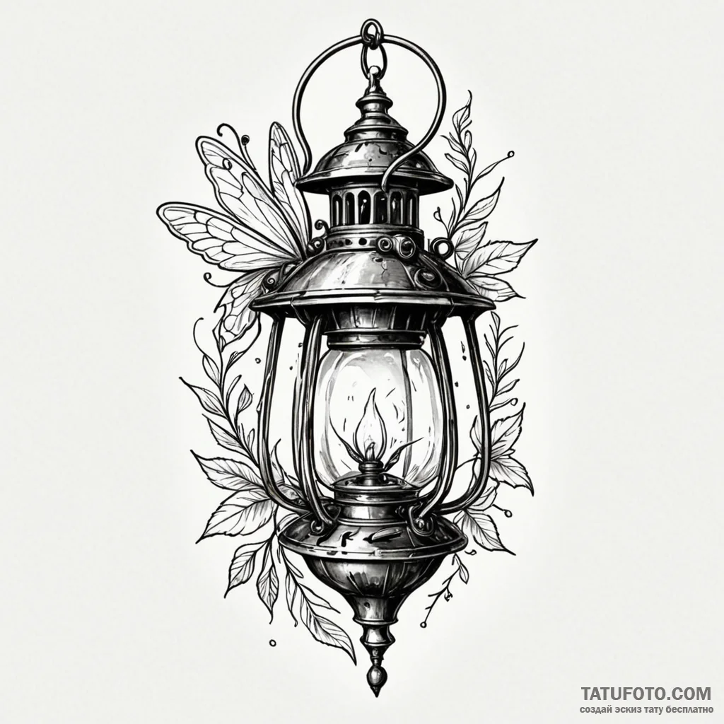 Firefly captured in an ornate, miniature lant... - эскиз тату (№1750095537_0, 16.06.2025 17:38) — Tatufoto.com