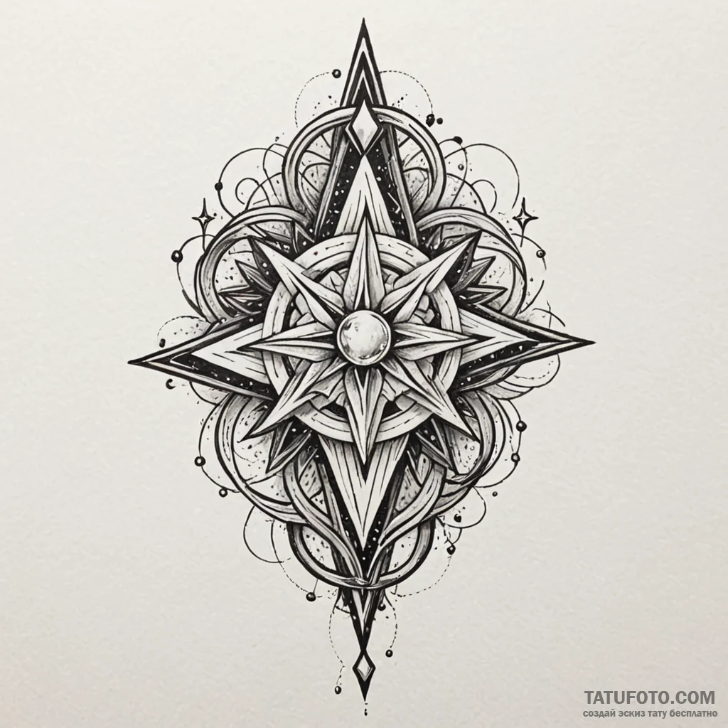 Onyx staff crowned in stars, tattoo sketch de... - эскиз тату (№1750096614_0, 16.06.2025 17:56) — Tatufoto.com