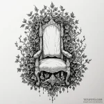 Oak throne buried beneath ivy, tattoo drawing… — эскиз тату (№1750096869_0, 16.06.2025 18:01) — Tatufoto.com