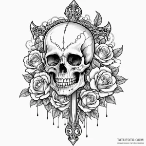 Straight razor with an ornate, pearl handle,... - эскиз тату (№1750097568_0, 16.06.2025 18:12) — Tatufoto.com