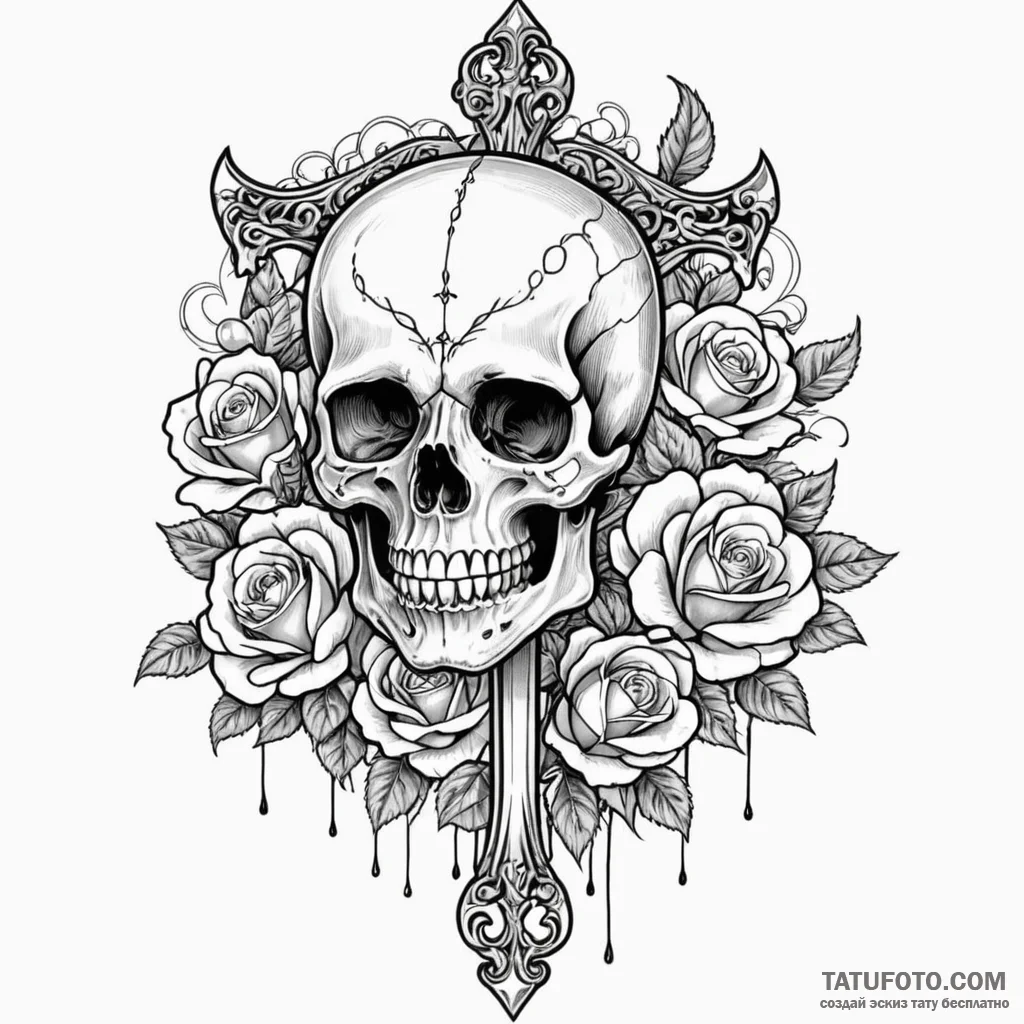 Straight razor with an ornate, pearl handle,... - эскиз тату (№1750097568_0, 16.06.2025 18:12) — Tatufoto.com