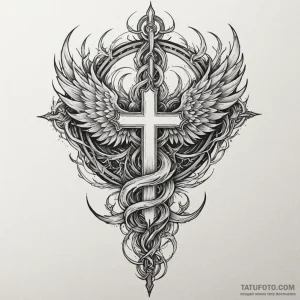 Abyssal phoenix burning in void, tattoo line... - эскиз тату (№1750097631_0, 16.06.2025 18:13) — Tatufoto.com