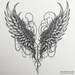 Decayed wings bound in chains, artistic tatto… — эскиз тату (№1750097759_0, 16.06.2025 18:15) — Tatufoto.com