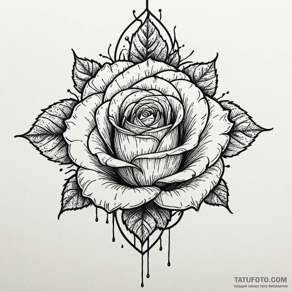 Engraved rose bleeding into void, tattoo sket... - эскиз тату (№1750098270_0, 16.06.2025 18:24) — Tatufoto.com