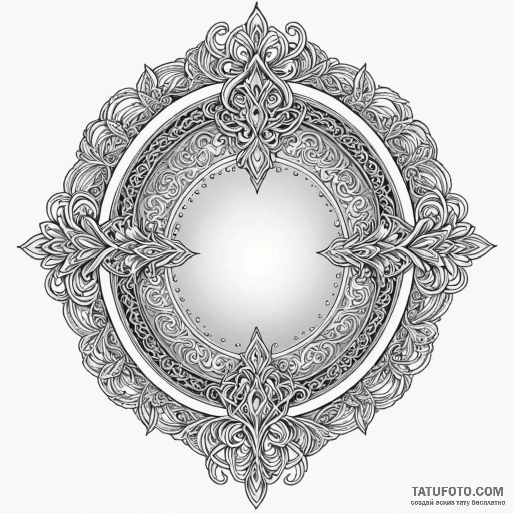 Mirror relic trapped in frost, tattoo flash s... - эскиз тату (№1750098334_0, 16.06.2025 18:25) — Tatufoto.com
