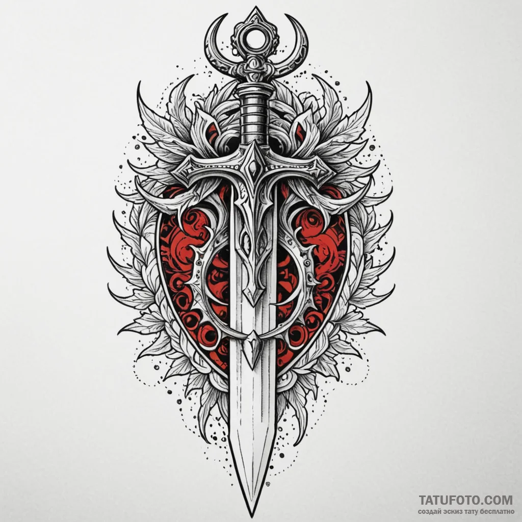 Dagger encrusted with ice crystals, ink illus... - эскиз тату (№1750098461_0, 16.06.2025 18:27) — Tatufoto.com