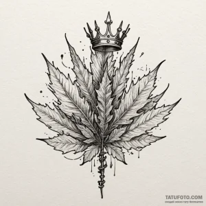 Leaf blade crowned in frost, concept art for... - эскиз тату (№1750098652_0, 16.06.2025 18:30) — Tatufoto.com