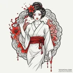 Kimono fabric flowing with blood, tattoo flas… — эскиз тату (№1750099166_0, 16.06.2025 18:39) — Tatufoto.com