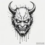 Cyberpunk oni mask, ink illustration for tatt… — эскиз тату (№1750099482_0, 16.06.2025 18:44) — Tatufoto.com