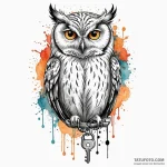 Owl with a key in its talons, guarding a lock… — эскиз тату (№1750099995_0, 16.06.2025 18:53) — Tatufoto.com