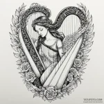 Angelic harp glowing softly, artistic tattoo… — эскиз тату (№1750100058_0, 16.06.2025 18:54) — Tatufoto.com