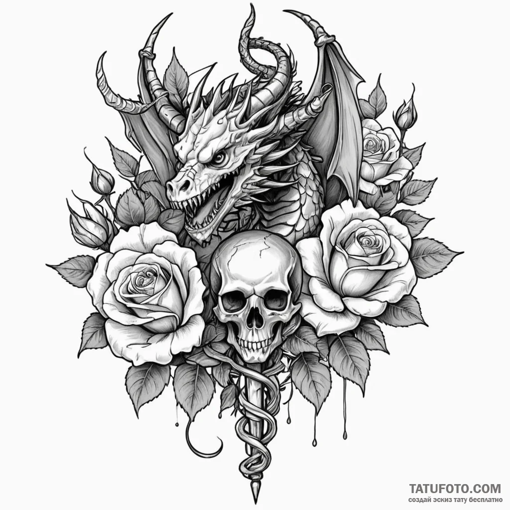 Dragon staff crackling with energy, artistic... - эскиз тату (№1750100885_0, 16.06.2025 19:08) — Tatufoto.com