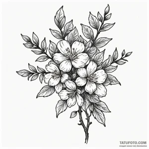 Lilac branch in full, fragrant bloom, tattoo... - эскиз тату (№1750101138_0, 16.06.2025 19:12) — Tatufoto.com