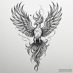 Animated phoenix rising from ashes, tattoo li... - эскиз тату (№1750101202_0, 16.06.2025 19:13) — Tatufoto.com