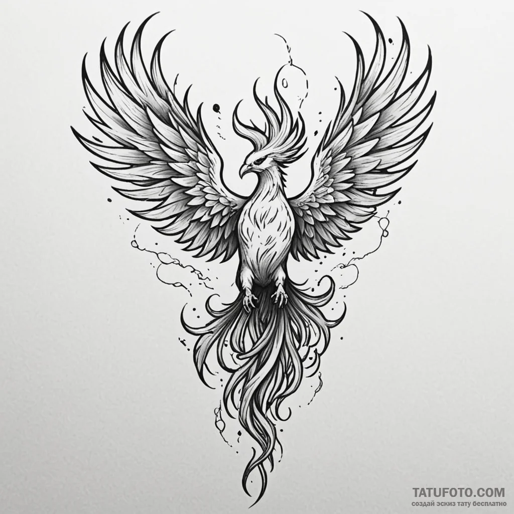 Animated phoenix rising from ashes, tattoo li... - эскиз тату (№1750101202_0, 16.06.2025 19:13) — Tatufoto.com