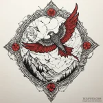 Kite flying beneath shattered sky, ink illust… — эскиз тату (№1750101901_0, 16.06.2025 19:25) — Tatufoto.com
