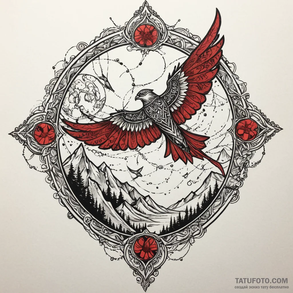Kite flying beneath shattered sky, ink illust... - эскиз тату (№1750101901_0, 16.06.2025 19:25) — Tatufoto.com