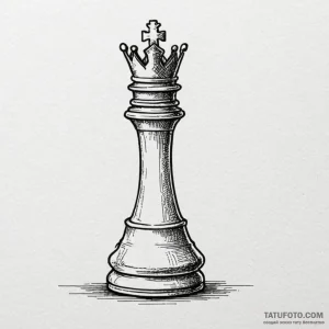 A single chess piece (e.g., the queen), ink i... - эскиз тату (№1750102091_0, 16.06.2025 19:28) — Tatufoto.com