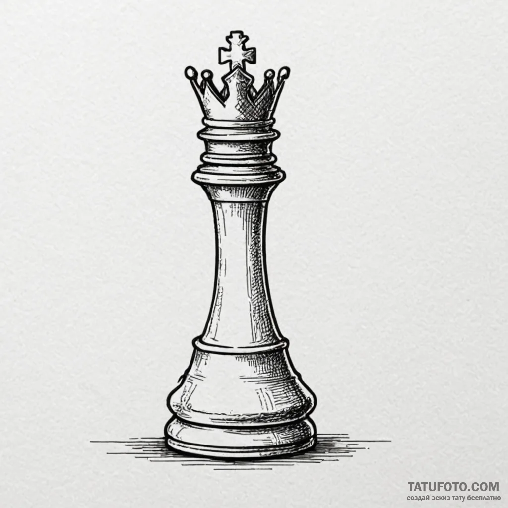 A single chess piece (e.g., the queen), ink i... - эскиз тату (№1750102091_0, 16.06.2025 19:28) — Tatufoto.com