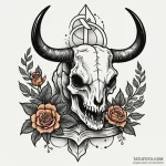 Ox skull resting on ritual altar, tattoo draw… — эскиз тату (№1750102154_0, 16.06.2025 19:29) — Tatufoto.com