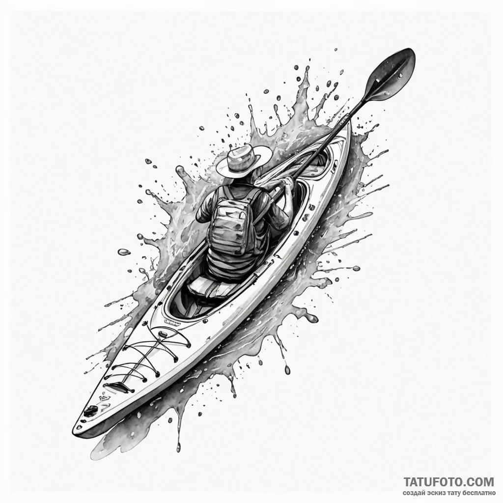 Kayak paddle snapped in ice, tattoo drawing o... - эскиз тату (№1750102217_0, 16.06.2025 19:30) — Tatufoto.com