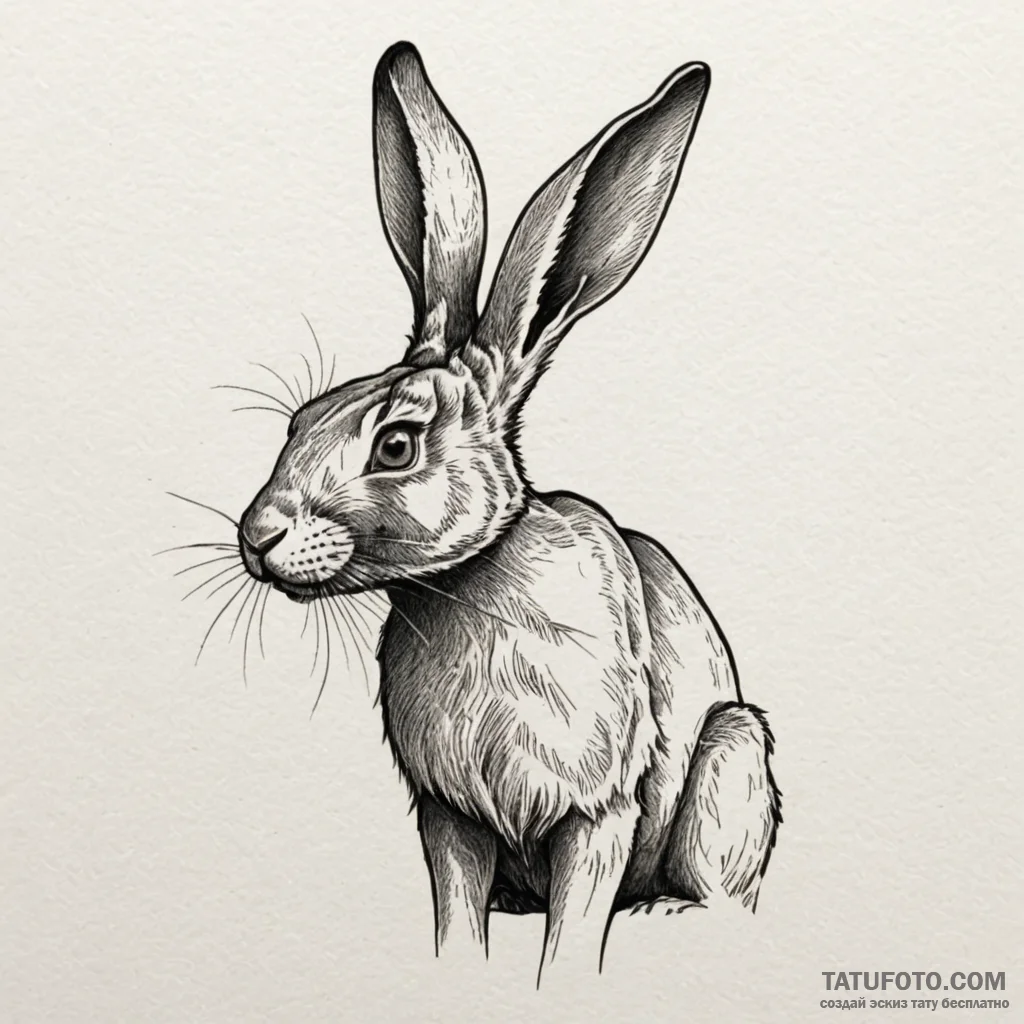 Rabbit's shadow showing a monstrous beast, ta... - эскиз тату (№1750102796_0, 16.06.2025 19:39) — Tatufoto.com
