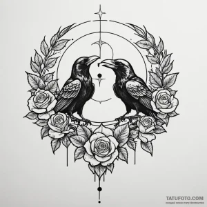 Raven eye reflecting twin moons, tattoo drawi... - эскиз тату (№1750102924_0, 16.06.2025 19:42) — Tatufoto.com
