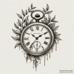 A melting pocket watch draped over a branch,… — эскиз тату (№1750103619_0, 16.06.2025 19:53) — Tatufoto.com