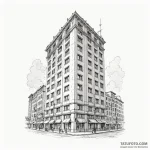 Empty high-rise building with a single, lit w… — эскиз тату (№1750104828_0, 16.06.2025 20:13) — Tatufoto.com