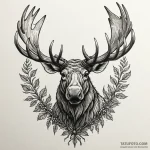 Moose antlers wrapped in vines, tattoo sketch… — эскиз тату (№1750104955_0, 16.06.2025 20:15) — Tatufoto.com