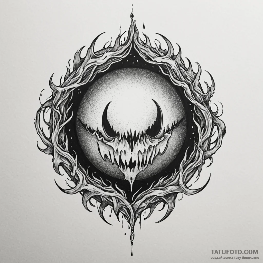 Molten orb devouring shadows, artistic tattoo... - эскиз тату (№1750106288_0, 16.06.2025 20:38) — Tatufoto.com