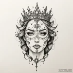 Fractured mask crowned with stars, tattoo fla… — эскиз тату (№1750106856_0, 16.06.2025 20:47) — Tatufoto.com
