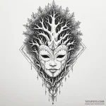 Graven mask beneath bone tree, tattoo flash s… — эскиз тату (№1750107368_0, 16.06.2025 20:56) — Tatufoto.com