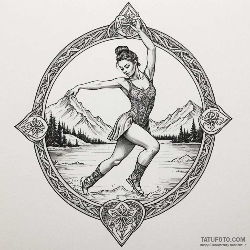 Ice skater carving a symbol of infinity on a... - эскиз тату (№1750107624_0, 16.06.2025 21:00) — Tatufoto.com