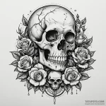 Mushroom bloom beneath bone helm, tattoo flas… — эскиз тату (№1750108512_0, 16.06.2025 21:15) — Tatufoto.com