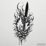 Knife wrapped in spectral flames, ink illustr… — эскиз тату (№1750108641_0, 16.06.2025 21:17) — Tatufoto.com
