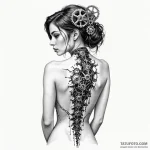 A woman’s back, her spine is an open zipper,… — эскиз тату (№1750114866_0, 16.06.2025 23:01) — Tatufoto.com