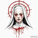 A beautiful nun with a bleeding neon halo, bl… — эскиз тату (№1750114990_0, 16.06.2025 23:03) — Tatufoto.com