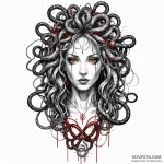 Trash polka art of a modern medusa, her snake… — эскиз тату (№1750115242_0, 16.06.2025 23:07) — Tatufoto.com