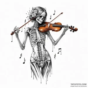 A woman's body is a violin, being played by s... - эскиз тату (№1750115304_0, 16.06.2025 23:08) — Tatufoto.com