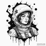 Trash polka style, a female astronaut with a… — эскиз тату (№1750116068_0, 16.06.2025 23:21) — Tatufoto.com