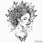 A woman’s body dissolves into a cloud of blac… — эскиз тату (№1750117606_0, 16.06.2025 23:46) — Tatufoto.com