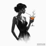 A noir scene, a woman’s silhouette seen throu… — эскиз тату (№1750117732_0, 16.06.2025 23:48) — Tatufoto.com