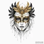 A woman with a venetian mask, the mask is cry… — эскиз тату (№1750117794_0, 16.06.2025 23:49) — Tatufoto.com