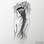 A woman’s back covered in a tattoo of a weepi… — эскиз тату (№1750117920_0, 16.06.2025 23:52) — Tatufoto.com
